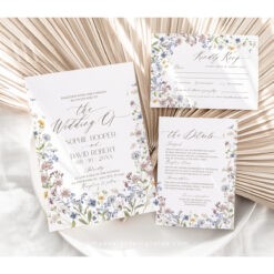 Botanical Wedding invitations, Wildflower Wedding Invitation Suite Template