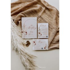 Rustic Wedding Invitation Templates, Boho Terracotta Wedding Invitations Set Templates