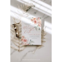 Floral Wedding Invitation Template, Pink Floral Wedding Invite Template