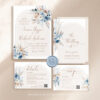 Blue Wedding Invitation Template, Wedding Invitation Sets With Rsvp