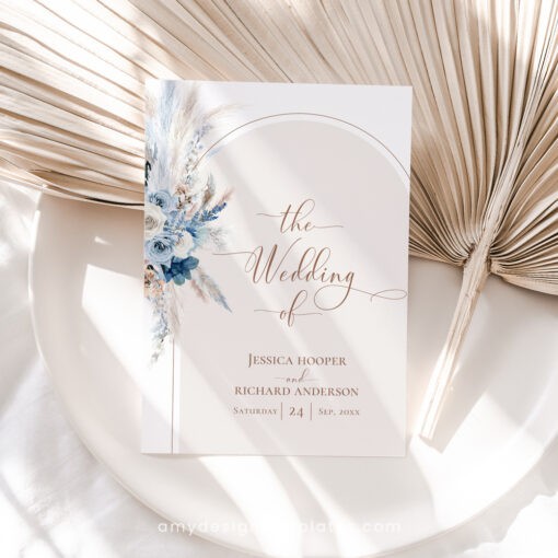 Blue Wedding Invitation Template, Wedding Invitation Sets With Rsvp