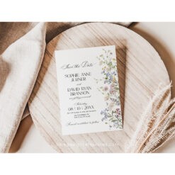 Wildflower Wedding Invitation Suite Template, Botanical Wedding Invite Template Download