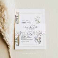 Wildflower Wedding Invitation Suite Template, Botanical Wedding Invite Template Download