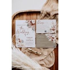 Boho Wedding Invitation Template, Fall Wedding Invitations Card