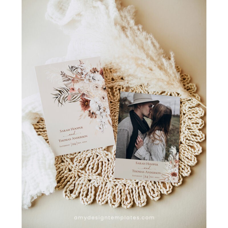 Boho Wedding Invitations Set, Terracotta Wedding Invitation Template Editable Boho Wedding Invitations Set, Terracotta Wedding Invitation Template Editable