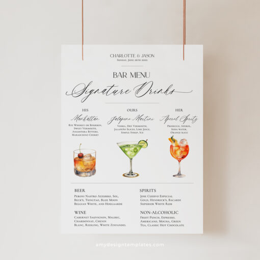 Signature Drinks Sign Amy Design Templates