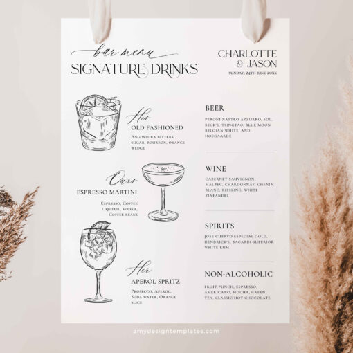 Signature Drinks Sign Amy Design Templates