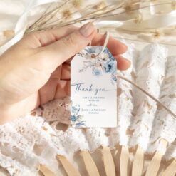 Blue Favor Tag Template, Dusty Blue Thank you Tags, Printable Wedding favor gift tag Editable template D018 Amy Design Templates