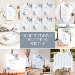 Blue Wedding Reception Bundle Template, Boho Wedding Reception Bundles, Dusty Blue Receptions Bundle, Signs Bundle Templates D018 Amy Design Templates