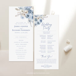 Catholic Wedding Program Template, Blue Wedding Programs, Ceremony Program Order of Service Template Download D018 Amy Design Templates