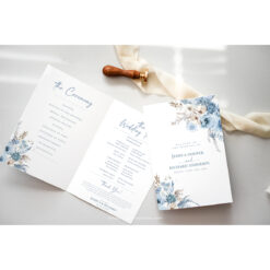 Catholic Wedding Program Template, Blue Wedding Programs, Ceremony Program Order of Service Template Download D018 Amy Design Templates