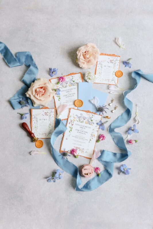 Wildflower Wedding Invitation Cards Template | Credit: Photographed by Shanle Bowen Photography - Invitation Design by Amy Design Templates