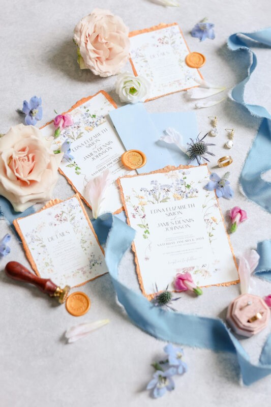 Wildflower Wedding Invitation Cards Template | Credit: Photographed by Shanle Bowen Photography - Invitation Design by Amy Design Templates