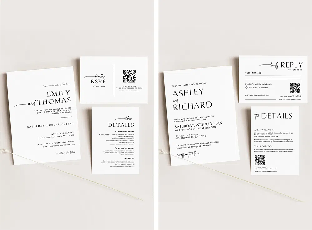 Modern Minimalist Wedding Invitation Card Free Template