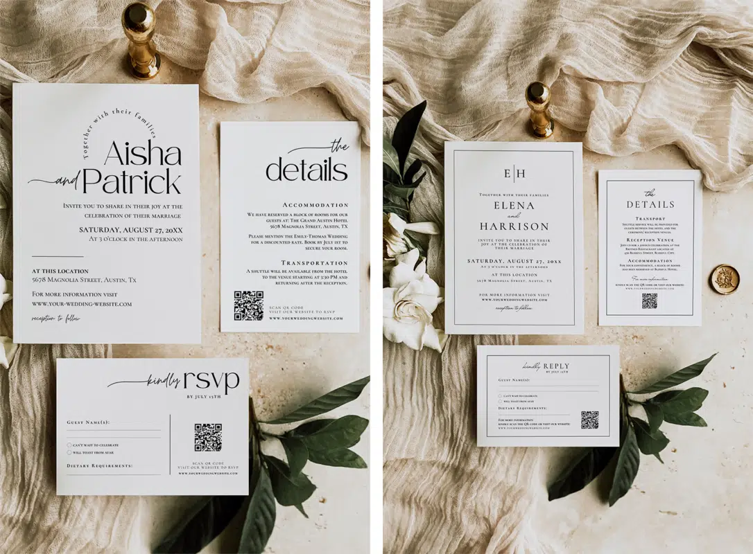 Modern Minimalist Wedding Invitation Card Free Template