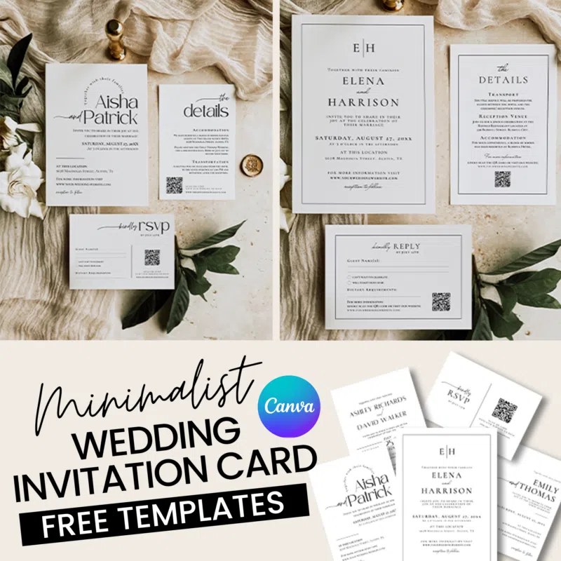 Free Wedding Invitation Template, Modern Minimalist Wedding Invitation Set Free Download