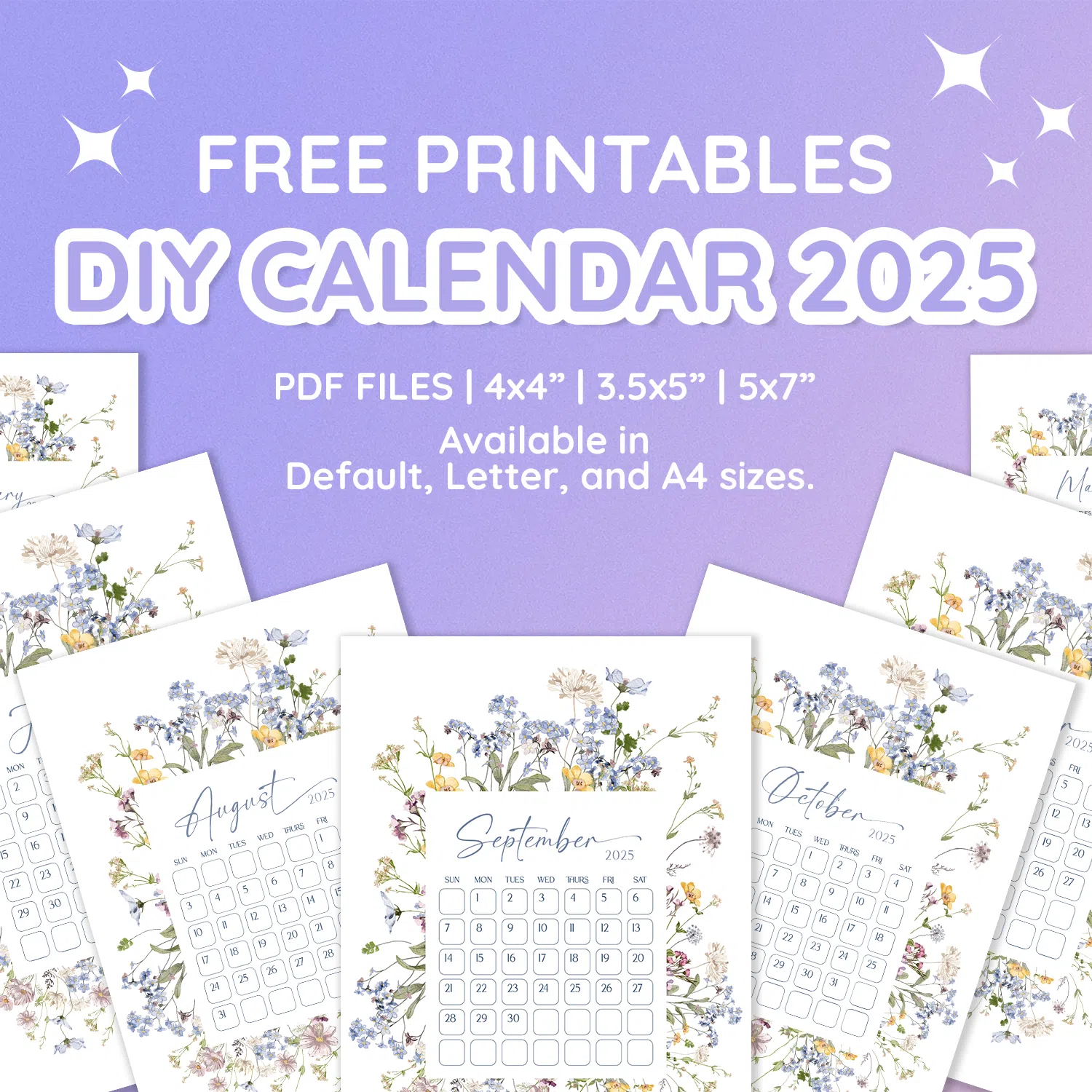 Printable Calendar 2025 Template, Free Calendar Printable Calendar DIY Printing
