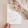 Boho Pampas Bridal Shower Brunch Invitation, Chic Pink Editable Template