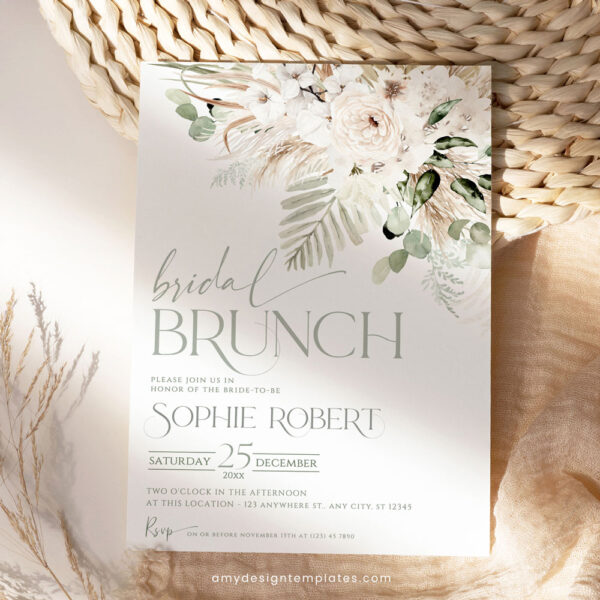 Boho Green Bridal Brunch Invitation Template