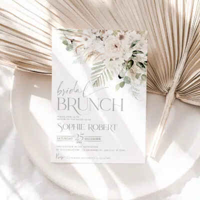 Boho Greenery Bridal Brunch Invitation, Green Bridal Shower Editable Template