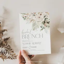 Boho Greenery Bridal Brunch Invitation, Green Bridal Shower Editable Template