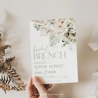 Boho Greenery Bridal Brunch Invitation, Green Bridal Shower Editable Template