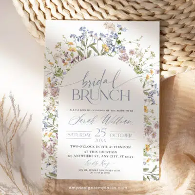 Wildflower Bridal Brunch Invitation, Editable Floral Bridal Shower Brunch Template