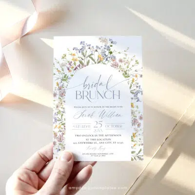 Wildflower Bridal Brunch Invitation, Editable Floral Bridal Shower Brunch Template