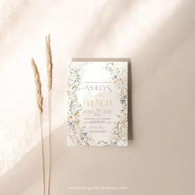 Wildflower Bridal Brunch Invitation, Editable Floral Bridal Shower Brunch Template