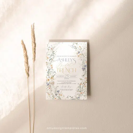 Wildflower Bridal Brunch Invitation, Editable Floral Bridal Shower Brunch Template