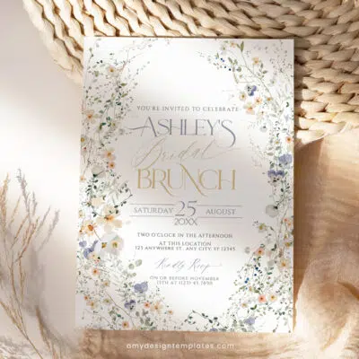 Wildflower Bridal Brunch Invitation, Editable Floral Bridal Shower Brunch Template