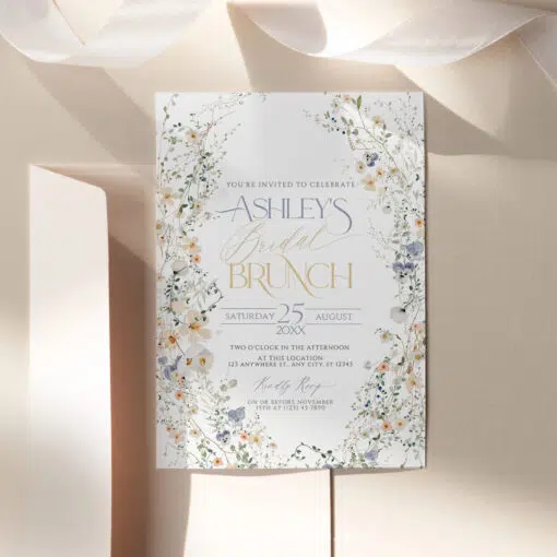 Wildflower Bridal Brunch Invitation, Editable Floral Bridal Shower Brunch Template