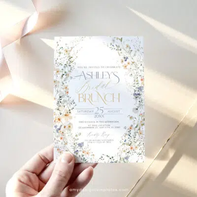 Wildflower Bridal Brunch Invitation, Editable Floral Bridal Shower Brunch Template