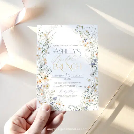 Wildflower Bridal Brunch Invitation, Editable Floral Bridal Shower Brunch Template
