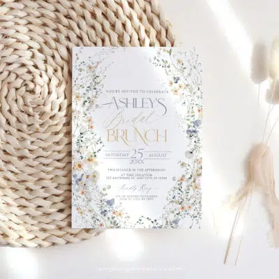 Wildflower Bridal Brunch Invitation, Editable Floral Bridal Shower Brunch Template