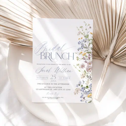 Boho Wildflower Bridal Brunch Invitation, Editable Floral Bridal Shower Template