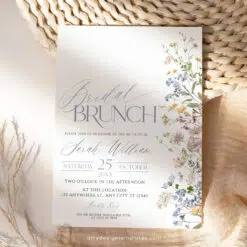 Boho Wildflower Bridal Brunch Invitation, Editable Floral Bridal Shower Template