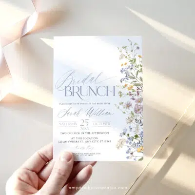 Boho Wildflower Bridal Brunch Invitation, Editable Floral Bridal Shower Template