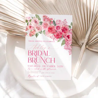 Hot Pink Bridal Brunch Invitation Editable template