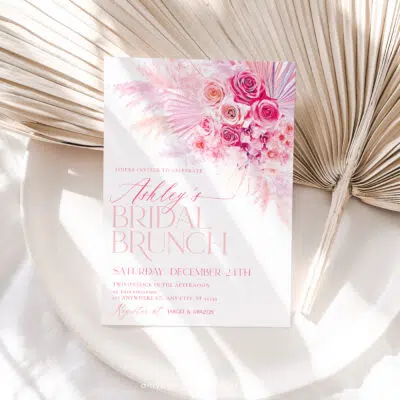 Hot Pink Bridal Brunch Invitation, Fuchsia Bridal Shower Editable Template