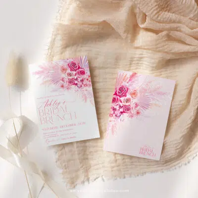 Hot Pink Bridal Brunch Invitation, Fuchsia Bridal Shower Editable Template