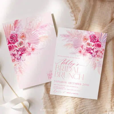 Hot Pink Bridal Brunch Invitation, Fuchsia Bridal Shower Editable Template