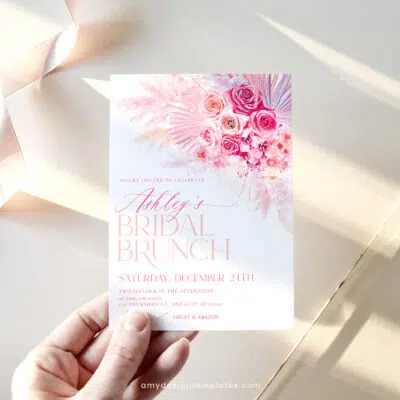 Hot Pink Bridal Brunch Invitation, Fuchsia Bridal Shower Editable Template