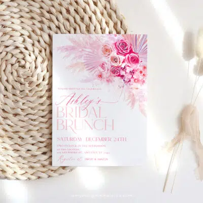 Hot Pink Bridal Brunch Invitation, Fuchsia Bridal Shower Editable Template
