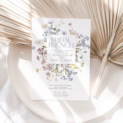Wildflower Bridal Brunch Invitation, Editable Floral Meadow Brunch Template