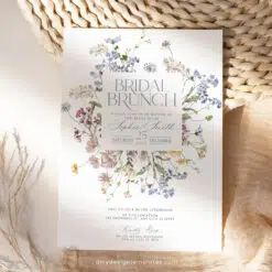Wildflower Bridal Brunch Invitation, Editable Floral Meadow Brunch Template
