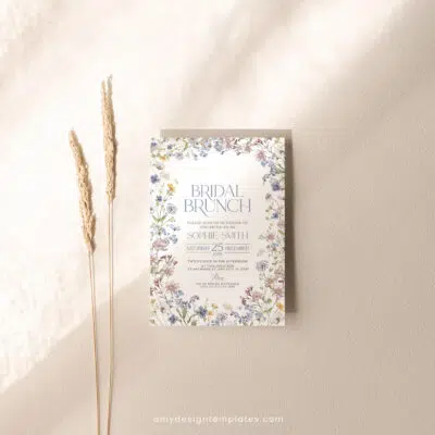 Wildflower Bridal Brunch Invitation, Editable Botanical Garden Brunch Template