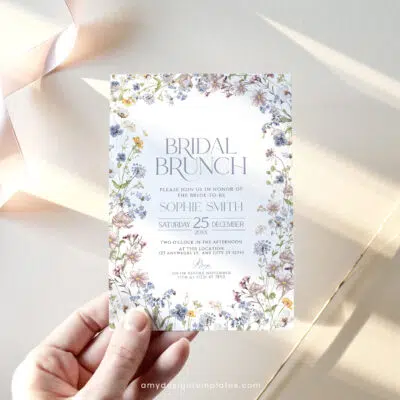 Wildflower Bridal Brunch Invitation, Editable Botanical Garden Brunch Template