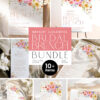 Bright Colorful Bridal Brunch Bundle Editable | Vivid Floral Garden Bridal Shower Brunch Invitation Template Bundle