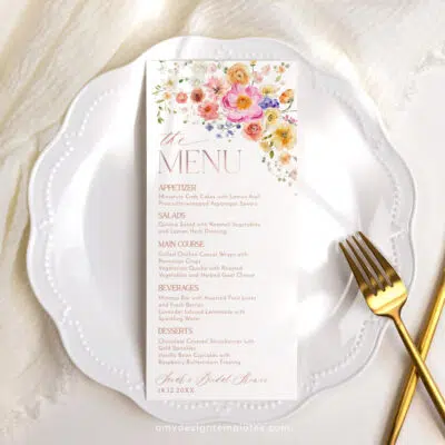 Bright Colorful Bridal Shower Brunch Menu Template A034